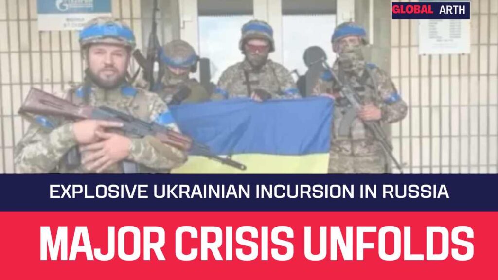 Ukrainian soldiers advancing into Russian territory during the recent incursion